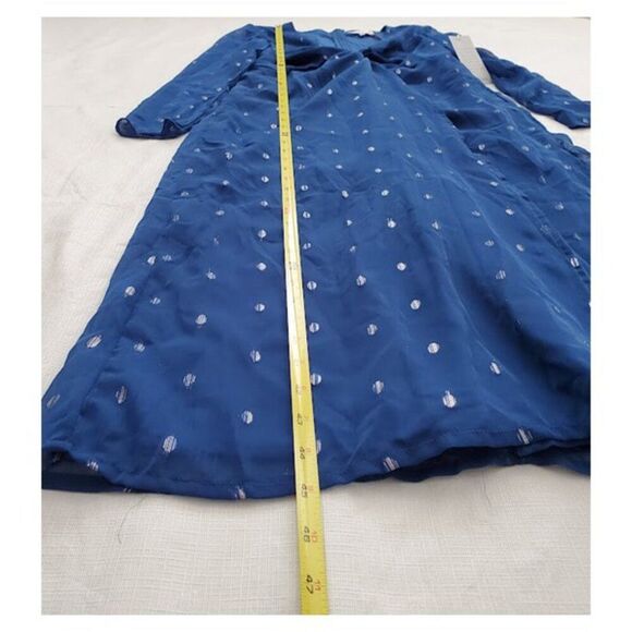 NWT NSR Royal Blue Metallic Dot Plunging V-Neck Midi Dress Sz S Cocktail Holiday - Picture 11 of 13